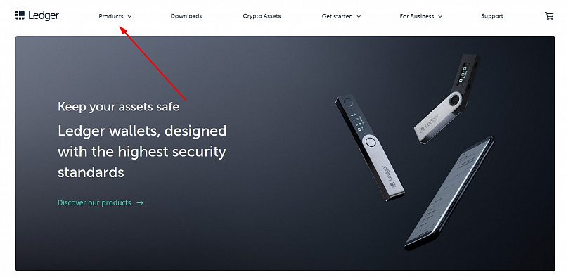 Выбираете в Продуктах Ledger Nano X